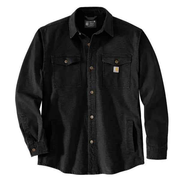 Weatherproof Montana Rugged Flex Loose Fit Heavyweight Duck Shirt Jac - Black