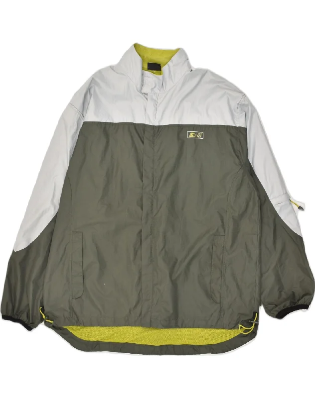 Performance-ready STARTER Mens Oversized Rain Jacket UK 40 Large Green Colourblock Polyester