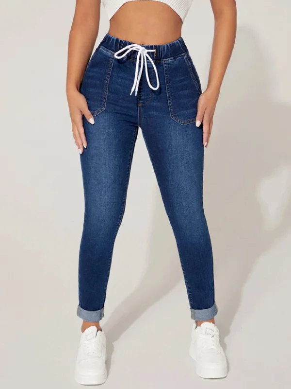 Low-rise Drawstring Cropped Jeans