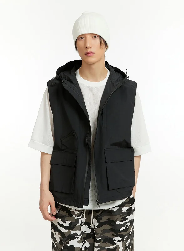 Versatile-wear  Men's Hooded Nylon Vest IL418