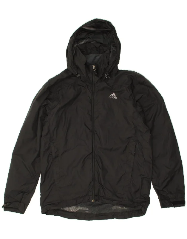 Elevated ADIDAS Mens Hooded Rain Jacket UK 40/42 Medium Black Polyester