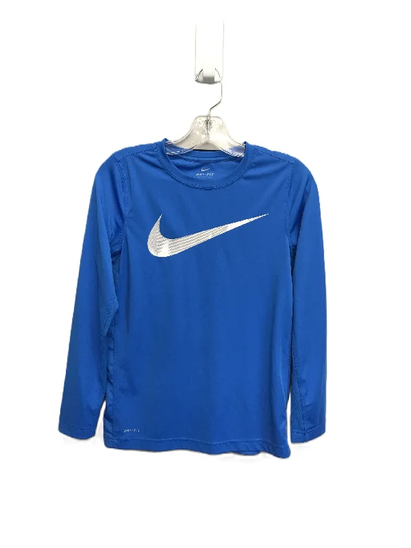 Light long sleeve Blue Athletic Top Long Sleeve Crewneck By Nike Apparel, Size: L