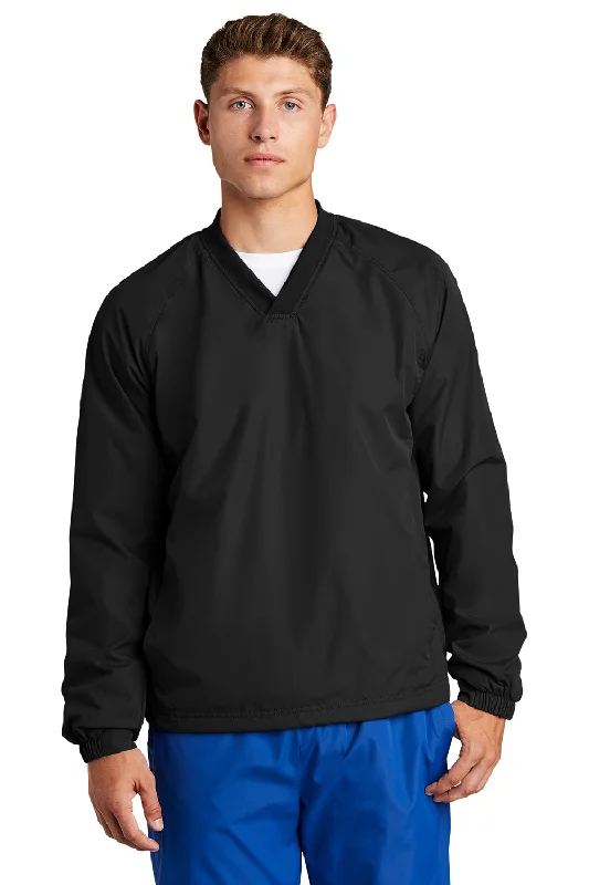 Outdoor-adventure Sport-Tek Mens V-Neck Wind Jacket - Black