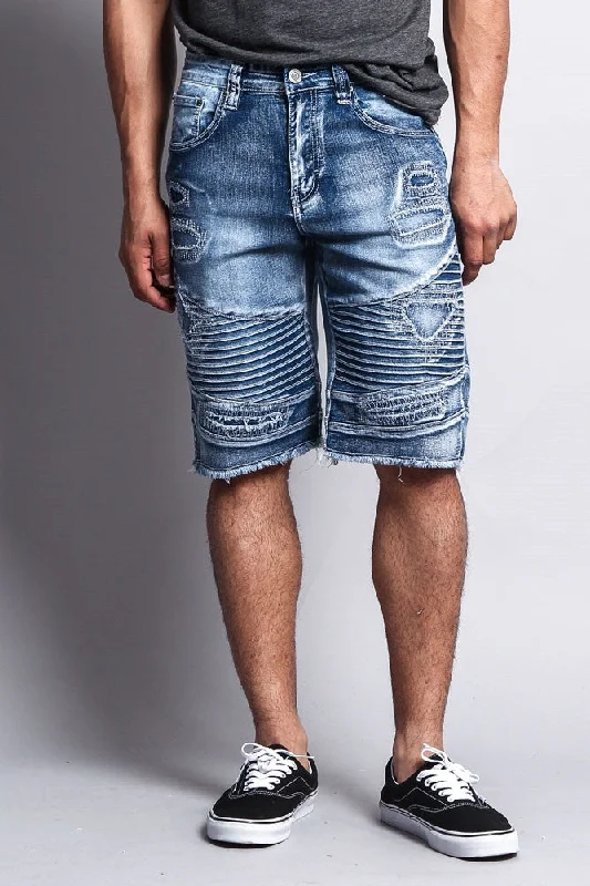 High-rise trousers Distressed Biker Denim Shorts