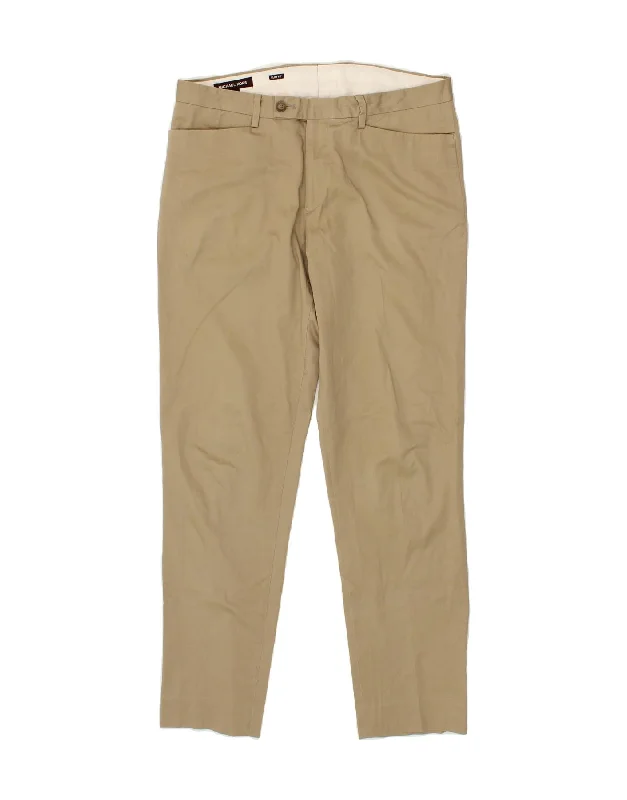 Wide-leg pants MICHAEL KORS Mens Slim Fit Casual Trousers W32 L30 Brown Cotton