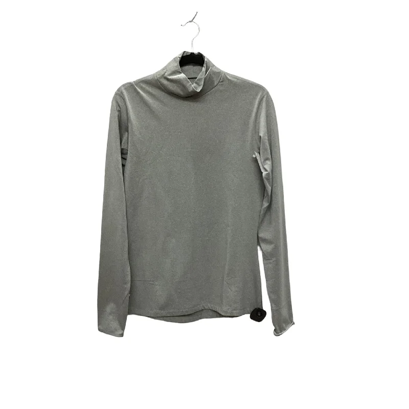 Casual wear Athletic Top Long Sleeve Collar By Nike Apparel In Grey, Size: L