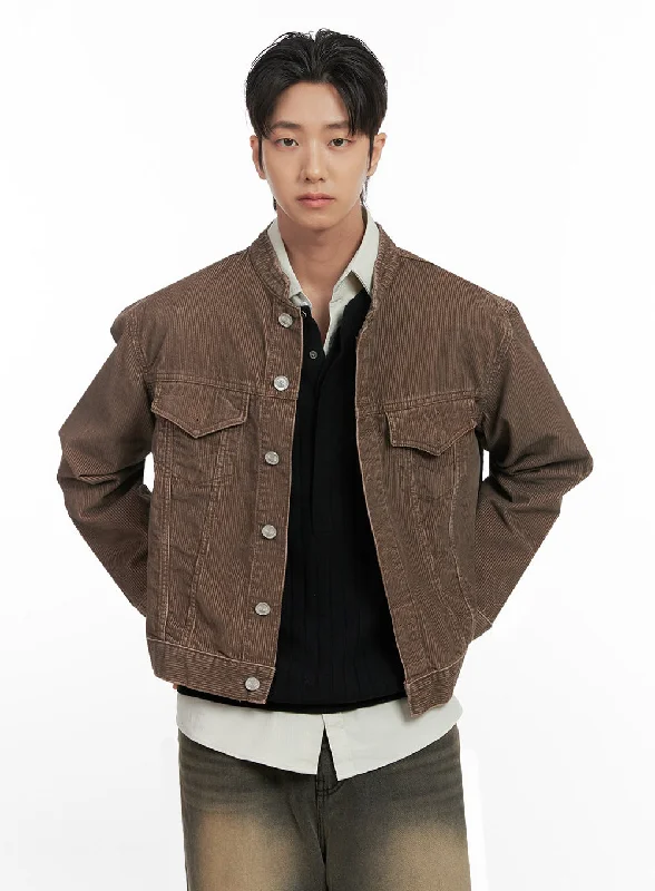 Luxury-fabric Men's Corduroy Buttoned Jacket ID406