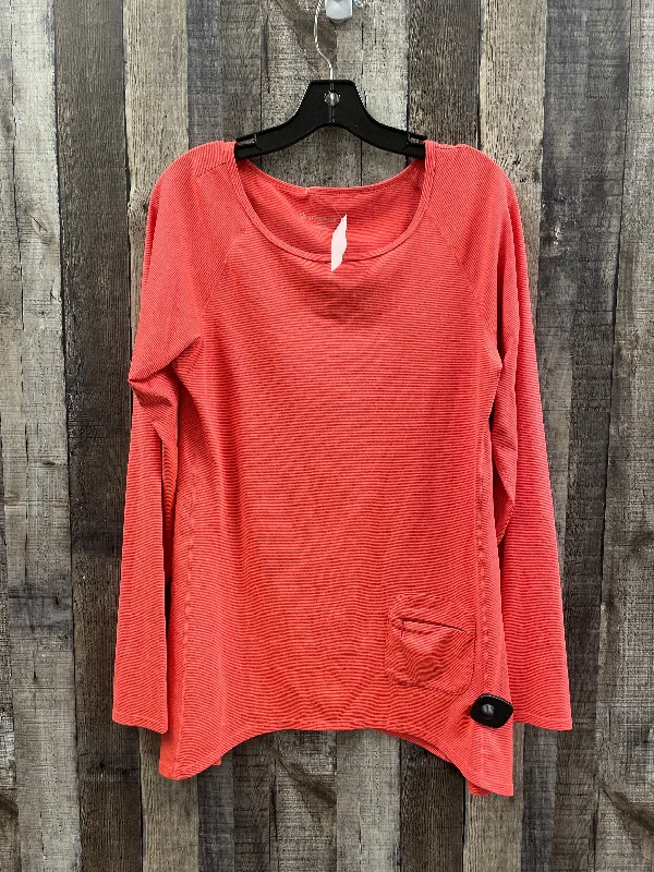 Button-down shirt Athletic Top Long Sleeve Crewneck By Cme In Orange, Size: L