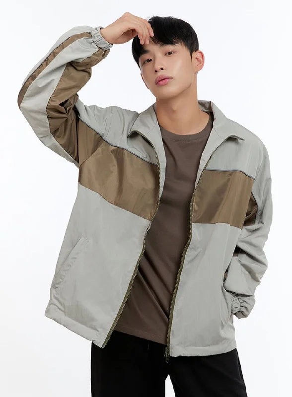 Trendy Men's Zip-Up Nylon Wind Jacket IS412