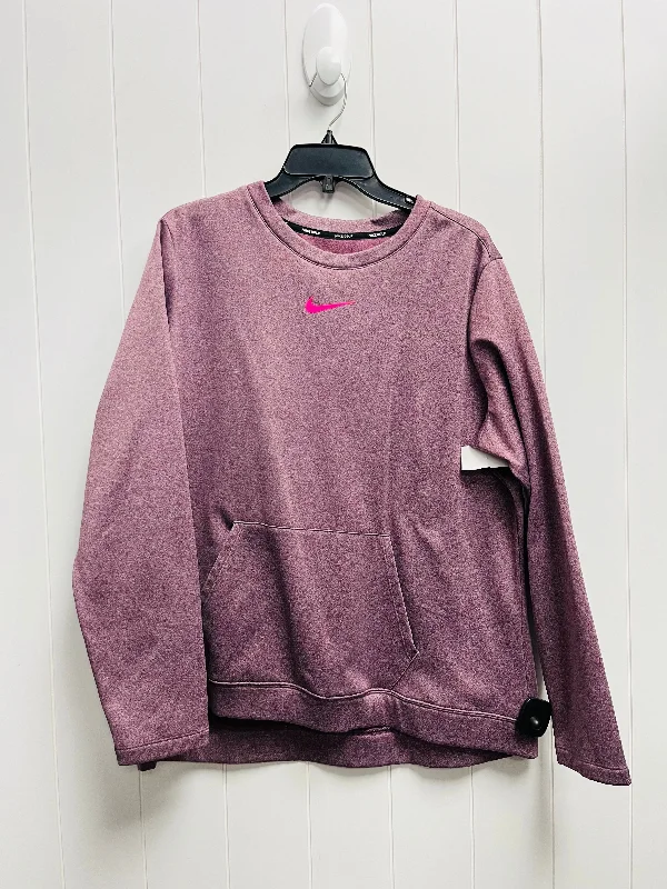 Embroidered long sleeve Athletic Top Long Sleeve Collar By Nike Apparel In Purple, Size: Xxl