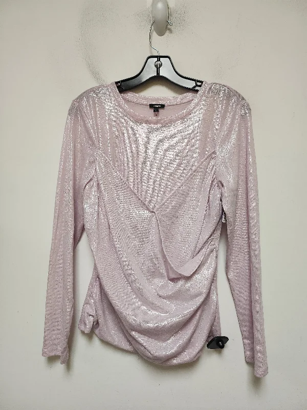 Premium long sleeve Top Long Sleeve By Express In Pink, Size: L