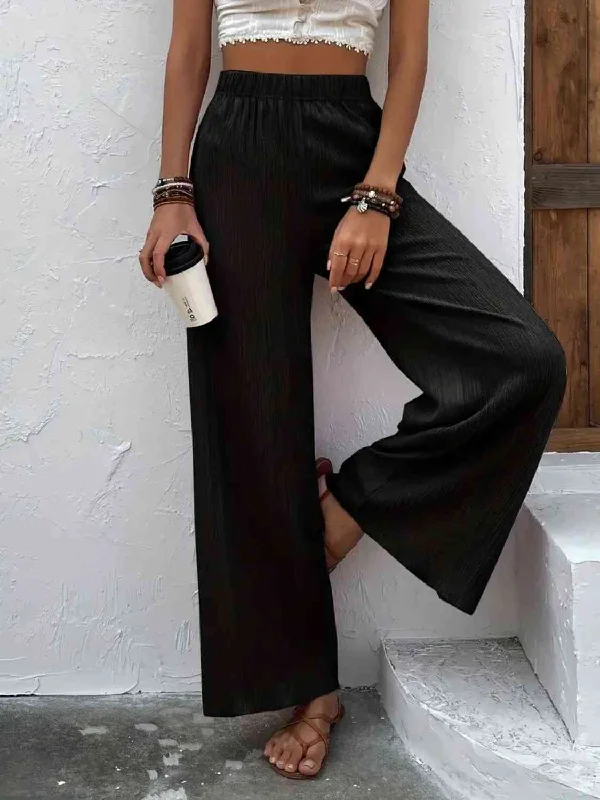 Sporty pants Full Size High Waist Wide Leg Pants