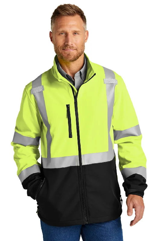 Transitional CornerStone Mens Enhanced Visibility Waterproof Ripstop 3-in-1 Full Zip Hooded Jacket - Safety Yellow