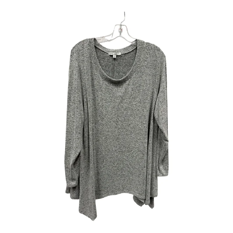 Cotton jersey Top Ls By Green Envelope In Grey, Size:2X