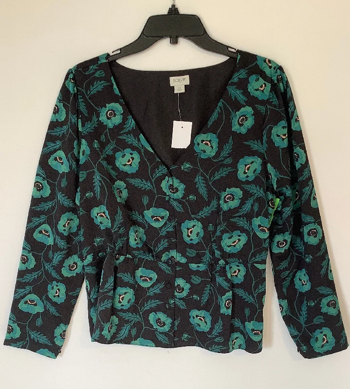 Relaxed shirt Top Long Sleeve By J. Crew In Floral Print, Size: Xl