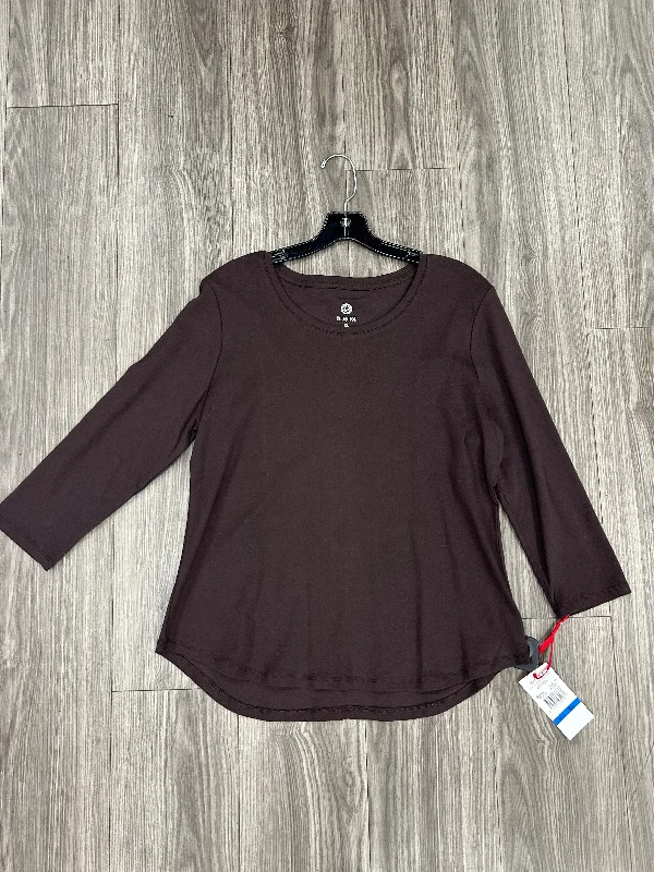 Casual top Top Long Sleeve By Ruby Rd In Brown, Size: Xl