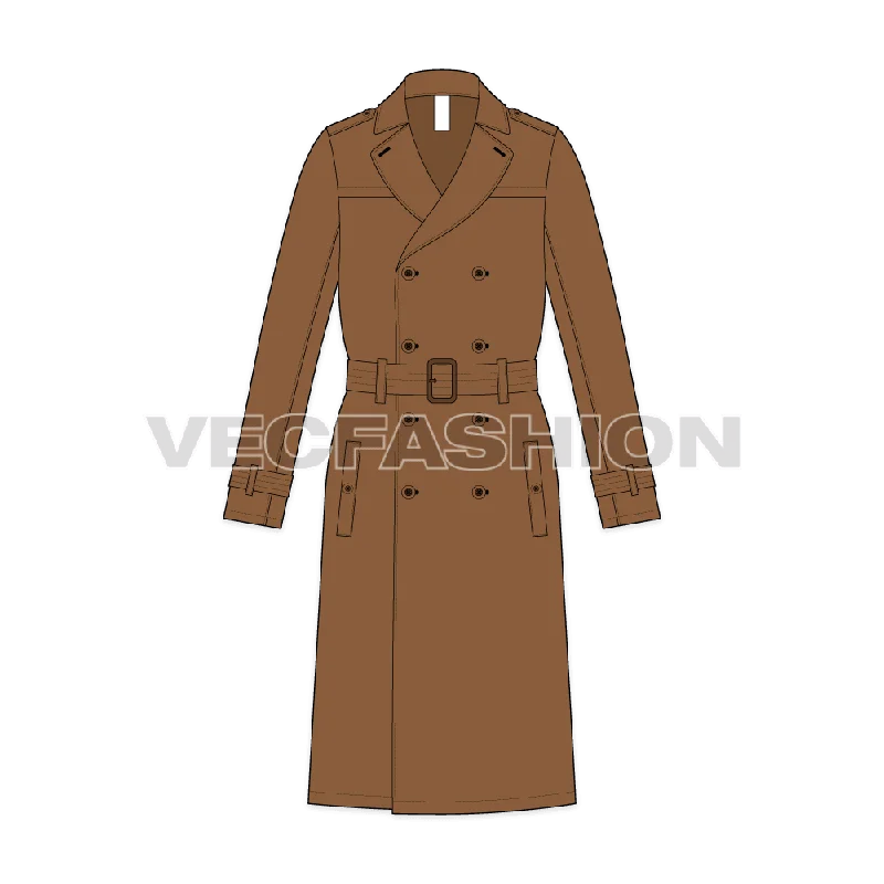 Performance-ready Mens Classic Trench Coat Vector Sketch