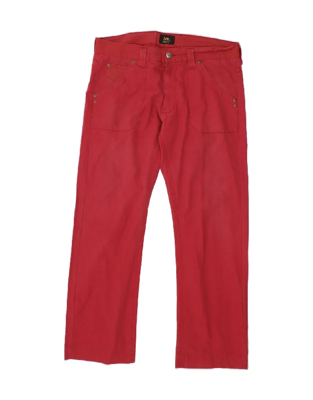 Vintage-inspired LEE Mens Jersey Straight Casual Trousers W34 L34 Red Cotton