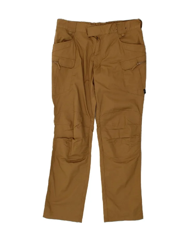 Cuffed HELICON TEX Mens Straight Cargo Trousers W38 L34  Brown Cotton