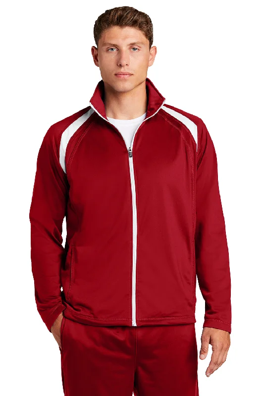 Comfy-wear Sport-Tek Mens Full Zip Track Jacket - True Red/White