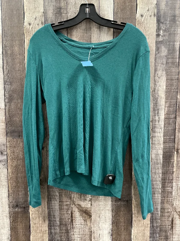 Button-up long sleeve Top Long Sleeve By A New Day In Green, Size: L