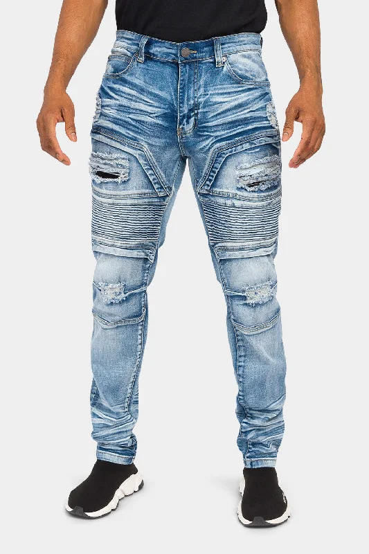 Stretchy jeans Faded Stacked Biker Denim Jeans