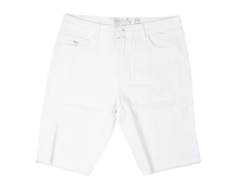 Low-rise BORN FLY DENIM SHORTS WHITE - 2305D4734