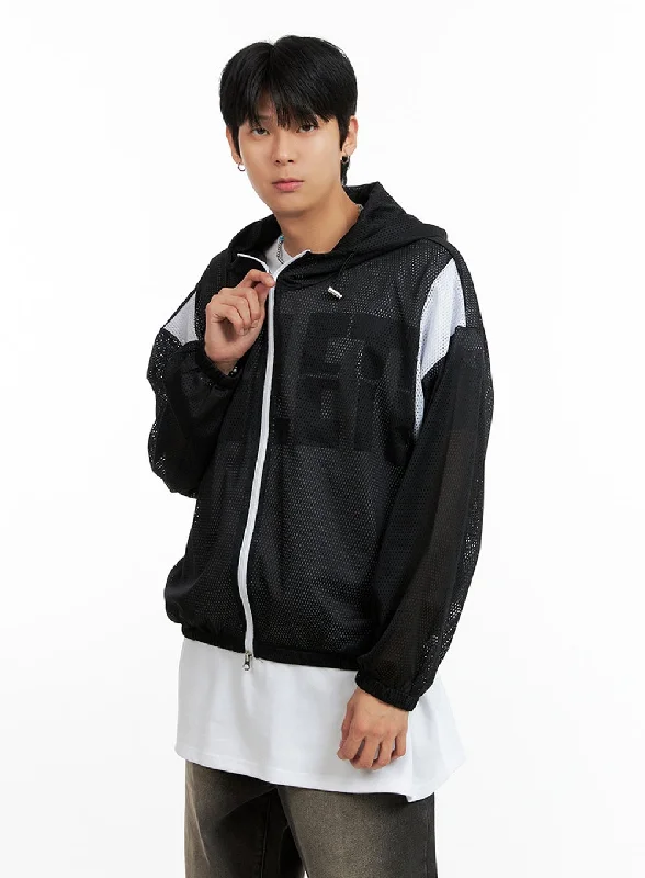 Sportwear-inspired  Men's Mesh Hoodie Jacket IG402