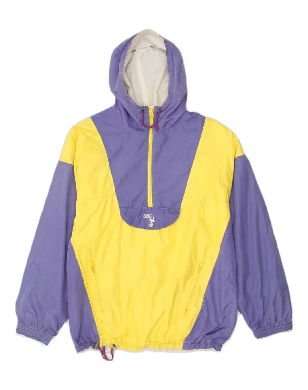 Military-inspired VINTAGE Mens Hooded Pullover Rain Jacket EU 54 2XL Purple Colourblock