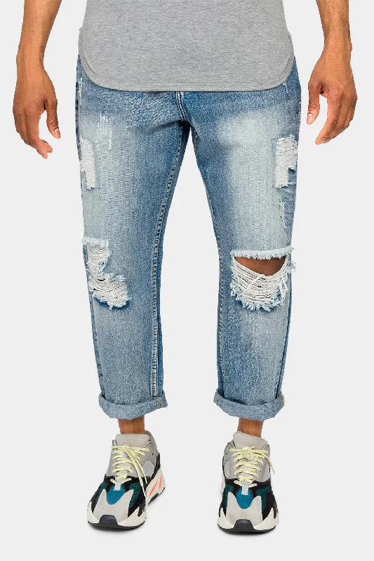 Boxy pants Distressed Cropped Denim Jeans