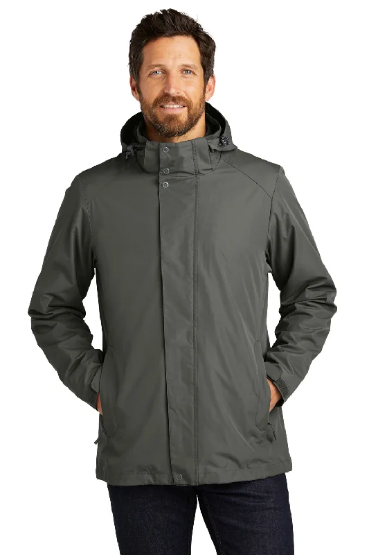 Utility-wear Port Authority Mens All Weather 3-in-1 Water Resistant Full Zip Hooded Jacket - Storm Grey