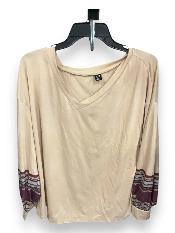 Basic long sleeve Top Long Sleeve By Shein In Peach, Size: 1x