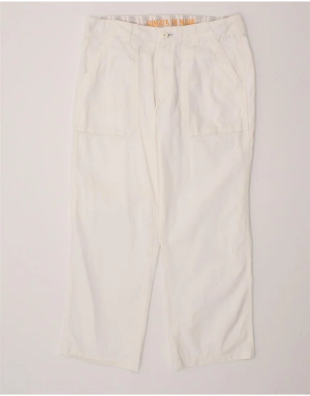 Modern denim ARMATA DI MARE Mens Straight Casual Trousers IT 50 Large W32 L28 White