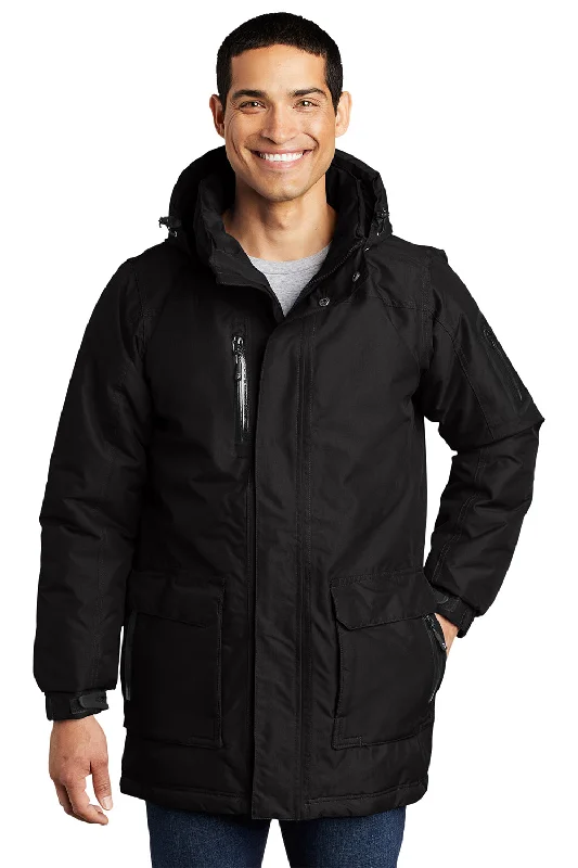 Functional-wear Port Authority Mens Waterproof Full Zip Hooded Jacket - Black