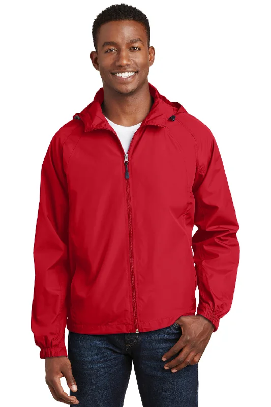 Versatile-wear  Sport-Tek Mens Water Resistant Full Zip Hooded Jacket - True Red