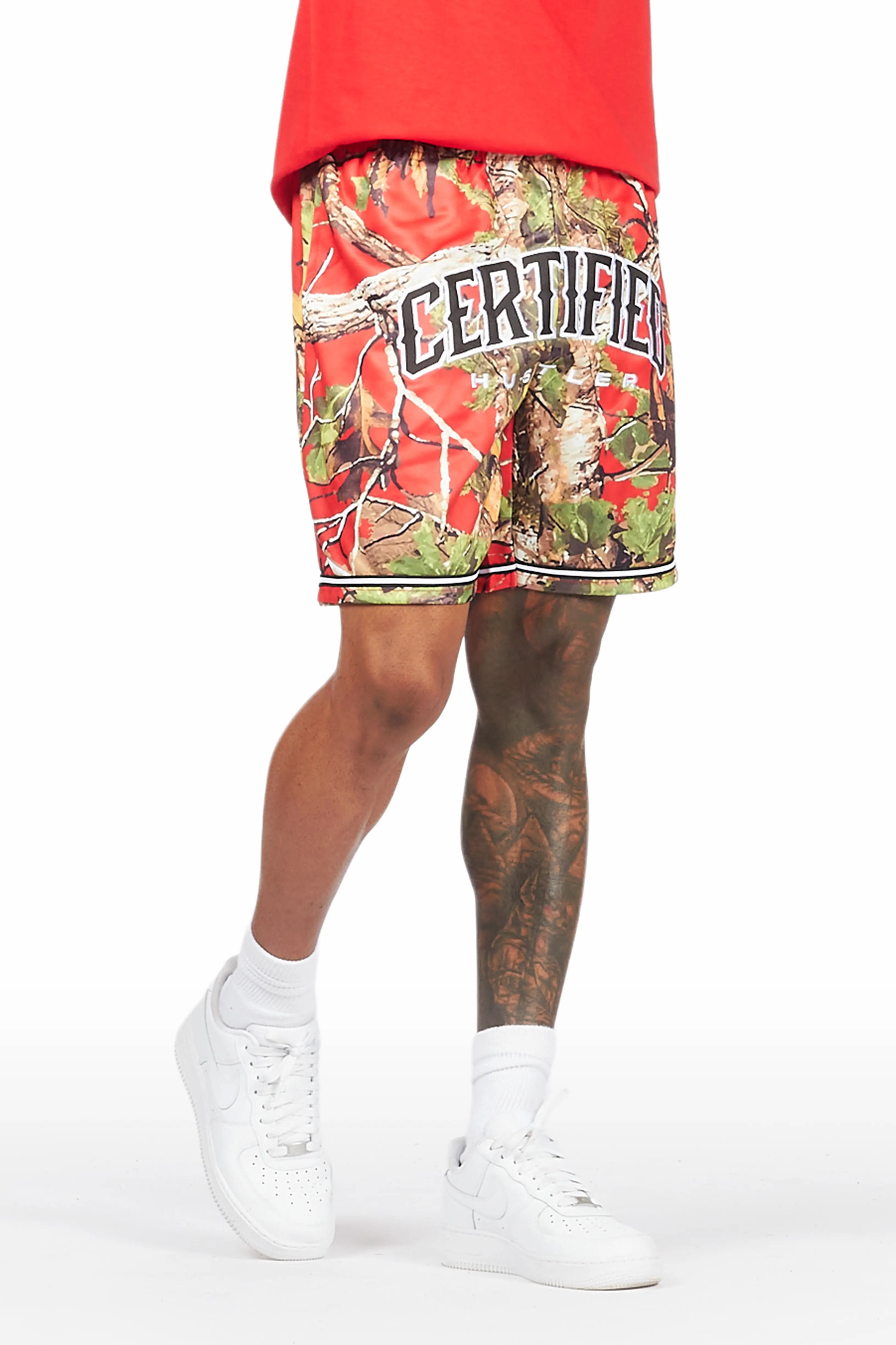 Fitted style Ceri Red Graphic Short