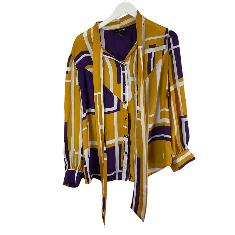 Wool blend Top Long Sleeve By Ashley Stewart In Purple & Yellow, Size: 1x