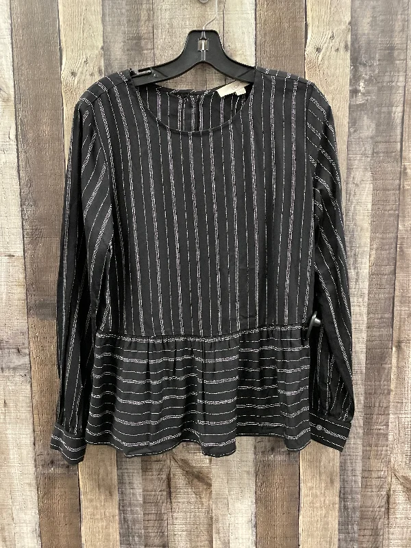 Soft wool Top Long Sleeve By Loft In Black & White, Size: S