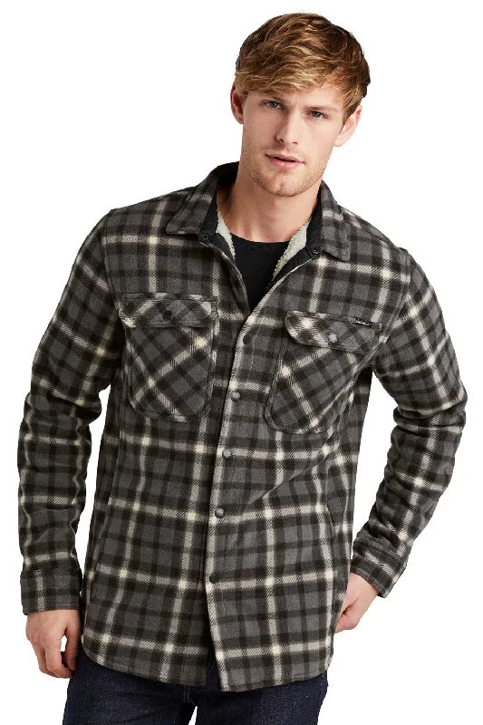 Cold-weather Eddie Bauer Mens Woodland Snap Front Shirt Jacket w/ Double Pockets - Steel Grey/Bone