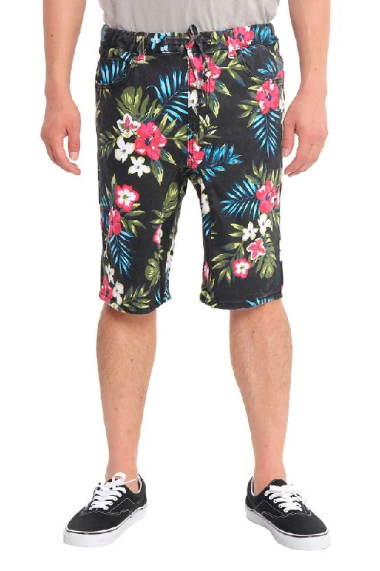 Crop pants Men's Tropical Floral Twill Dropcrotch Shorts