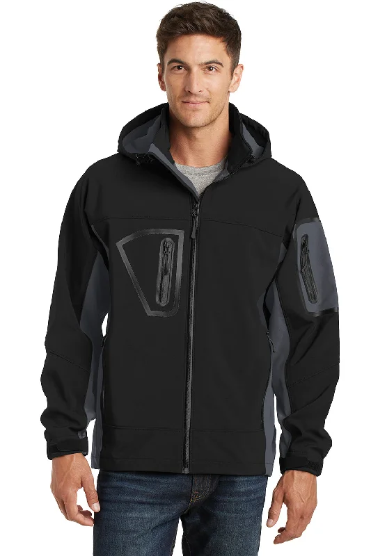 Performance-wear Port Authority Mens Waterproof Full Zip Hooded Jacket - Black/Graphite Grey