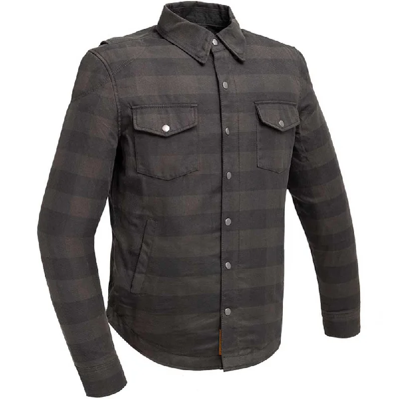 Dynamic-wear First Mfg Mens Spartan Black Checkered Flannel Riding Shirt