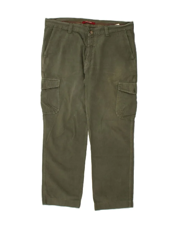 Straight-cut CARRERA Mens Straight Cargo Trousers  W38 L29 Green Cotton