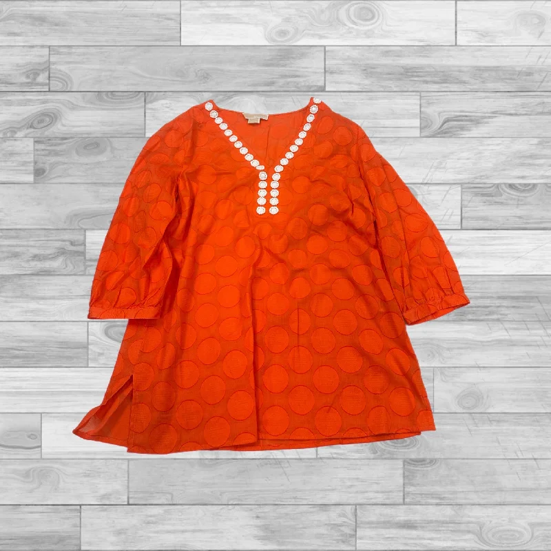 Stretch fit Top 3/4 Sleeve By Michael By Michael Kors In Orange, Size: L