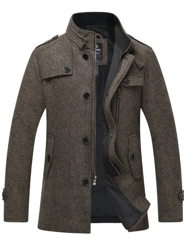 Retro-cool Men's Wool Blend Pea Coat Winter Jackets