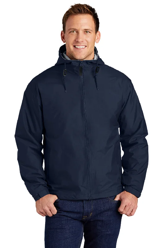 Chic-casual Port Authority Mens Team Wind & Water Resistant Full Zip Hooded Jacket - Bright Navy Blue