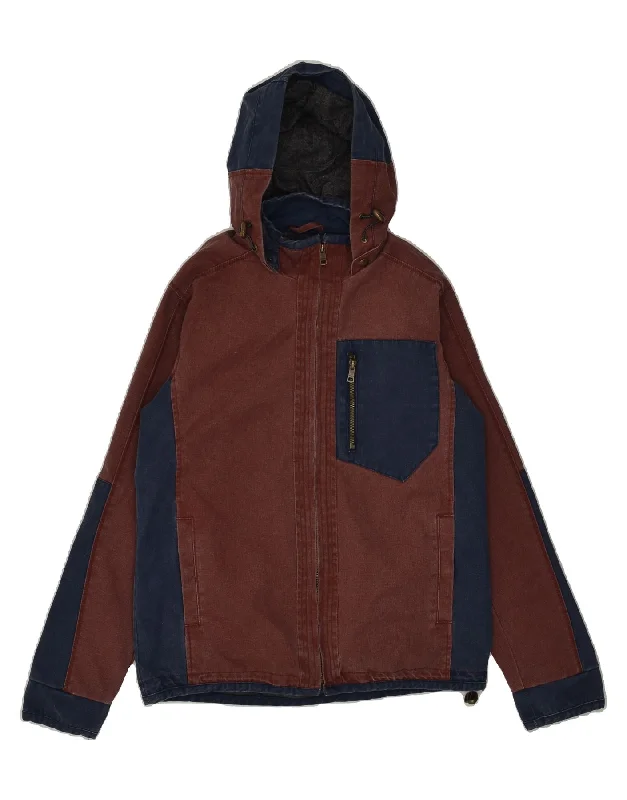 Luxury-fabric FAT FACE Mens Hooded Windbreaker Jacket UK 34 XS Burgundy Colourblock