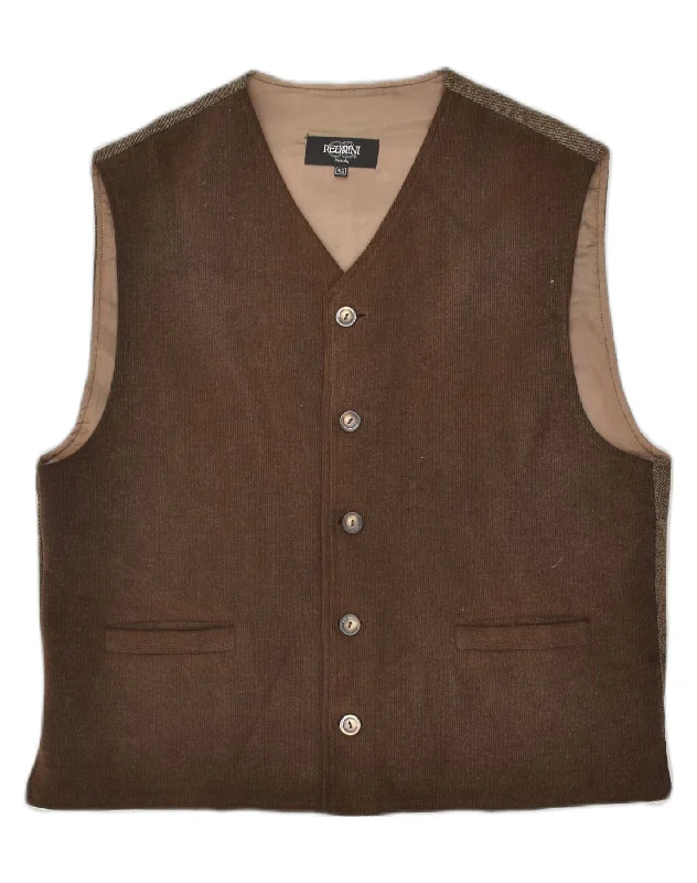 Weatherproof VINTAGE Mens Slim Gilet IT 52 XL Brown Colourblock Acrylic