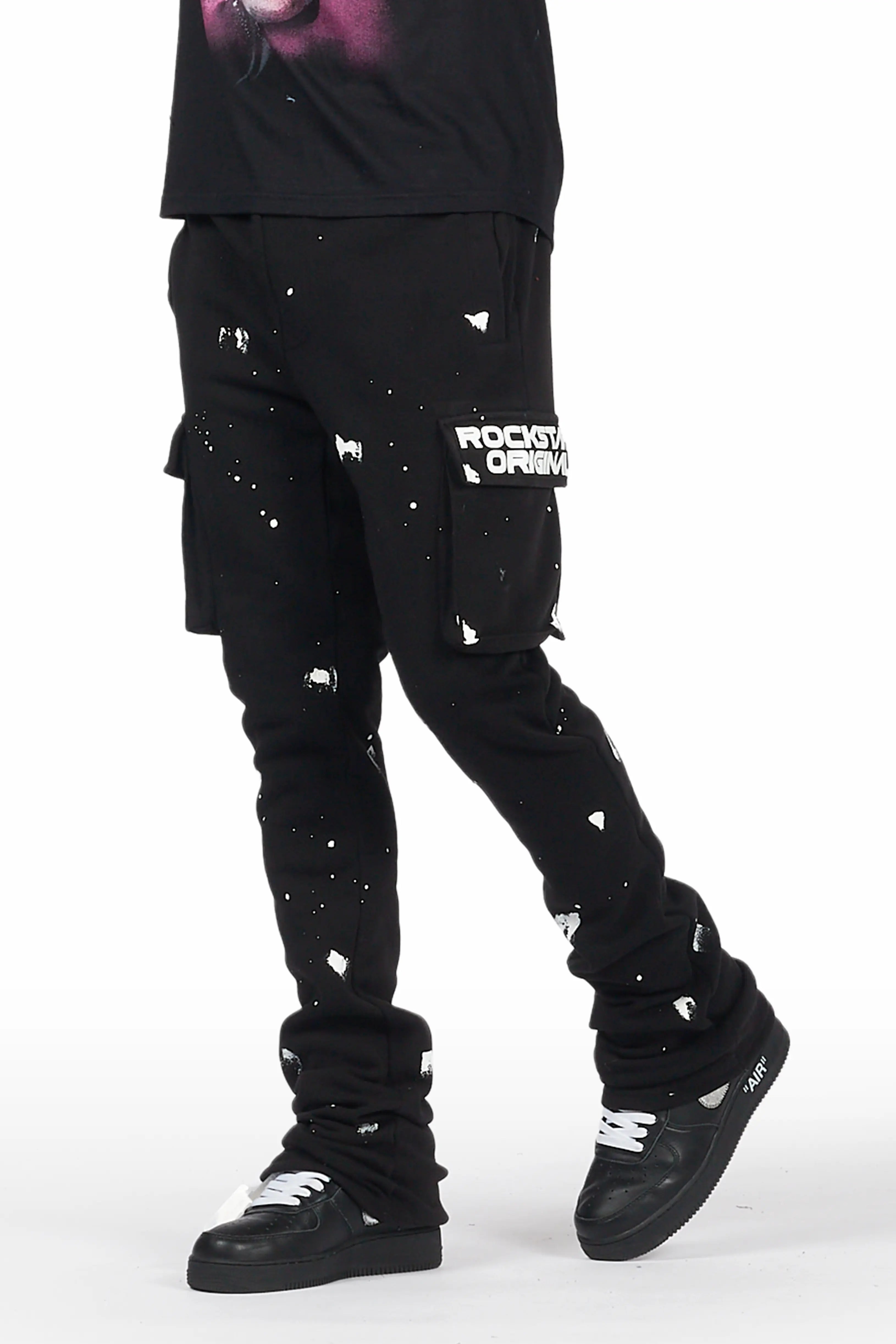 Flared pants Radko Black Stacked Flare Cargo Pants