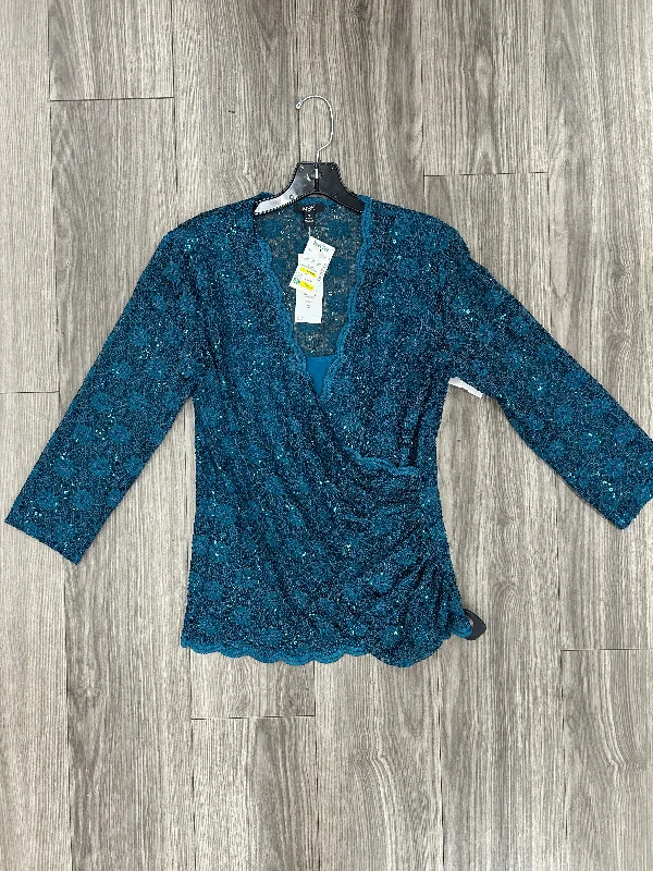 Soft cotton Top Long Sleeve By Msk In Blue, Size: Xl